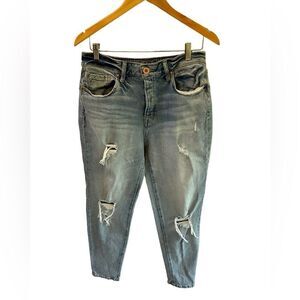 TALL | Maurices Edgely Deconstructed Button Fly High Rise Mom Jeans | 12 Long